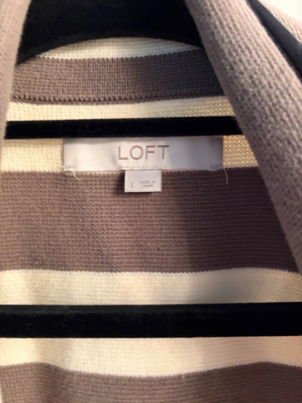LOFT Cream and Brown Striped Knit Blazer - Picture 3 of 3